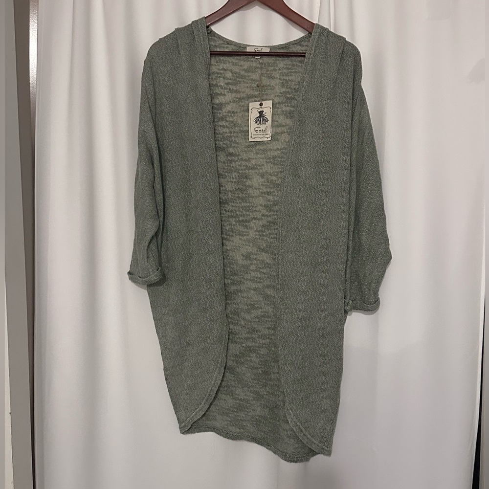 Easel Green Open-Front Cardigan - Picture 2 of 6